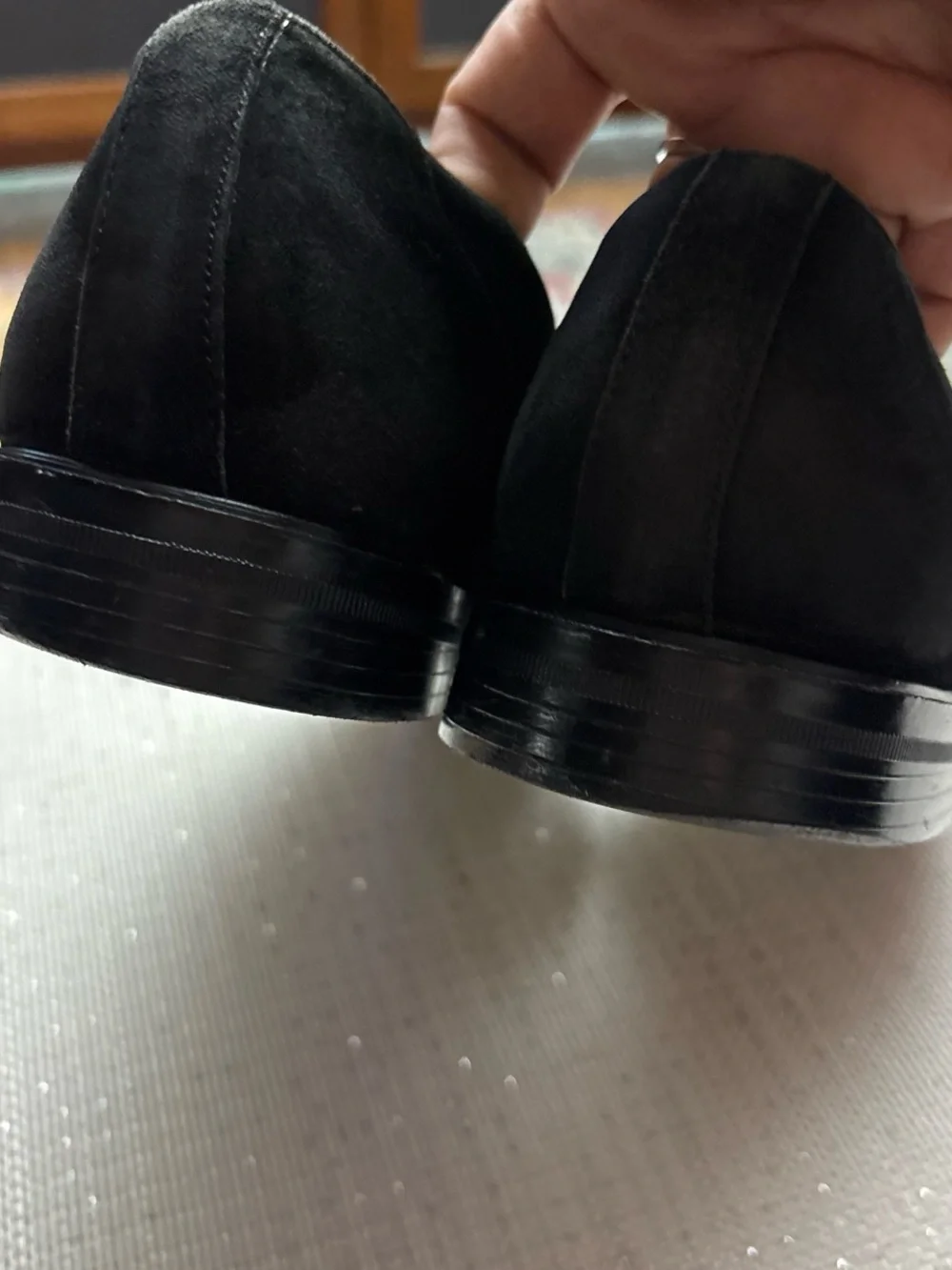 Stacy Adams Black Suede mens Loafers with  Black & yellow Snakeskin, size 9
